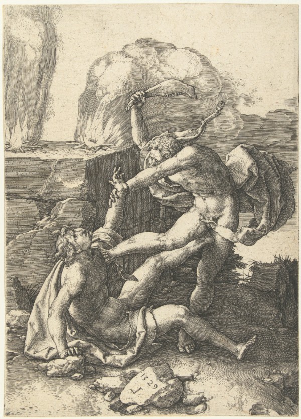 Cain kills Abel by Lucas van Leyden